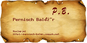 Pernisch Balár névjegykártya